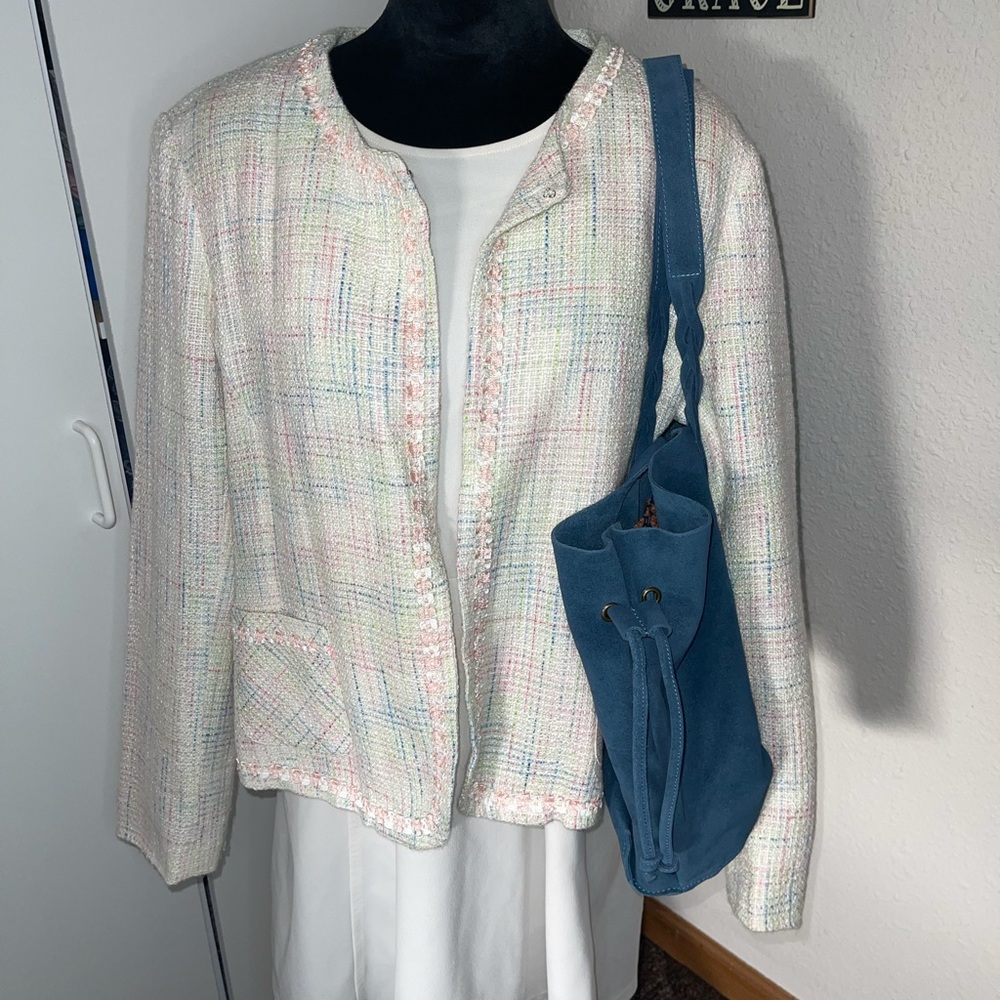 Susan Graver tweed blazer, size 1XL, spring colors